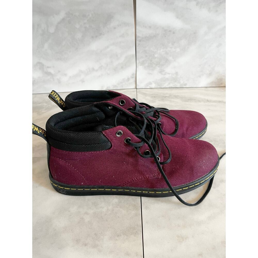 Dr. Martens Belmont Womens 8 Red Canvas Fabric Lace Up Desert Ankle Boots